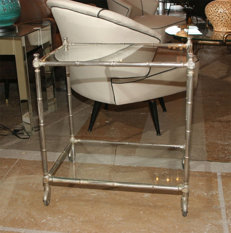 Silver Plate Faux Bamboo Trolley