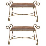 Pair of Gilded Iron Tassel Benches