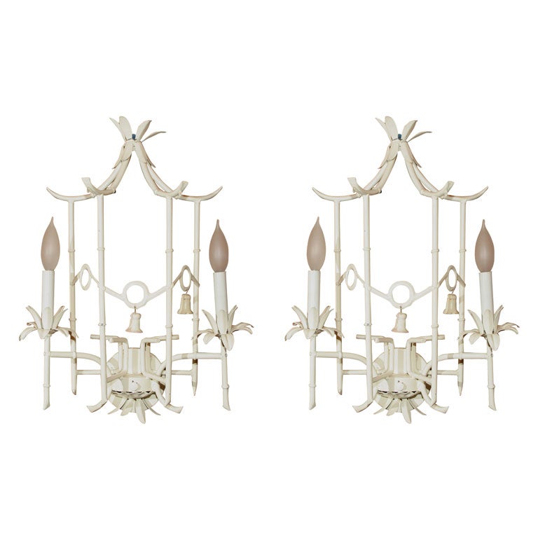 Pair  Faux Bamboo Sconces