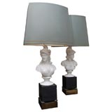 Pair of Parian Ware Bust Lamps