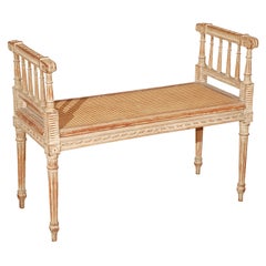 19th Century Neoclassical Carved Wood Bench Antique 19th Century Neoclassical Carved Wood Bench