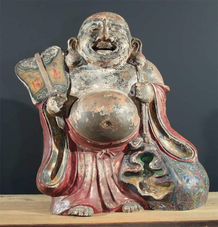 Large Japanese Earthenware Figure of Hotei