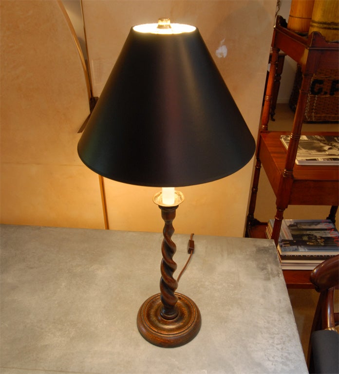 Pair of English Wooden Candlestick Lamps at 1stDibs wood candlestick