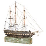 Antique A Wooden Ship Model, Circa 1840