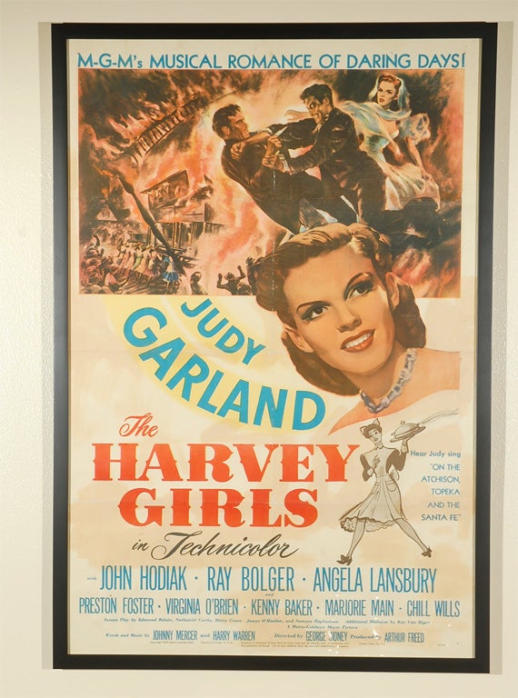 1946s Movie poster of the Harvey girls with Judy Garland . Framed and canvas back poster