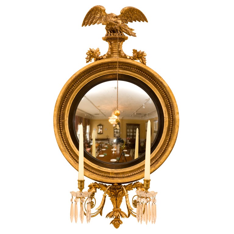 Antique  Regency Convex Mirror For Sale