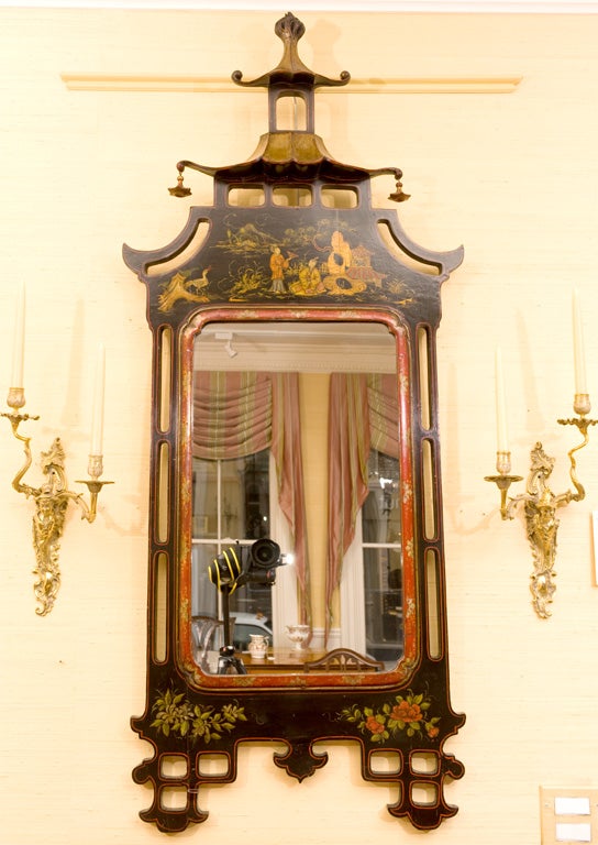 Antique English Lacquer Mirror