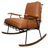 Leather rocking chair by Paul McCobb