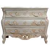 Vintage French painted 3-drawer chest, tombeau shape