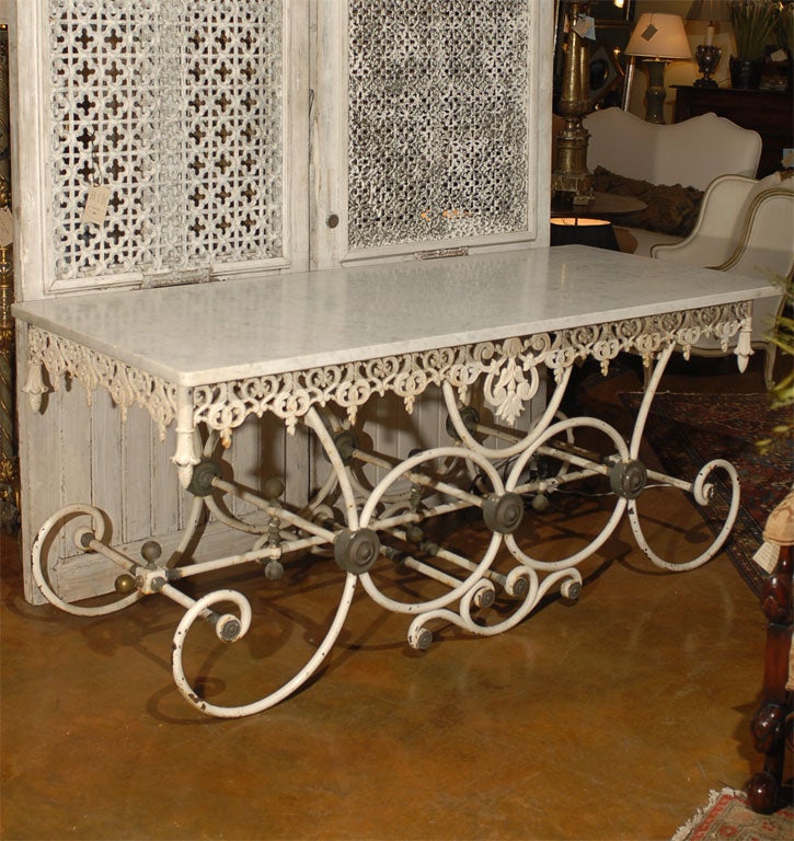 Large bakers table with marble top