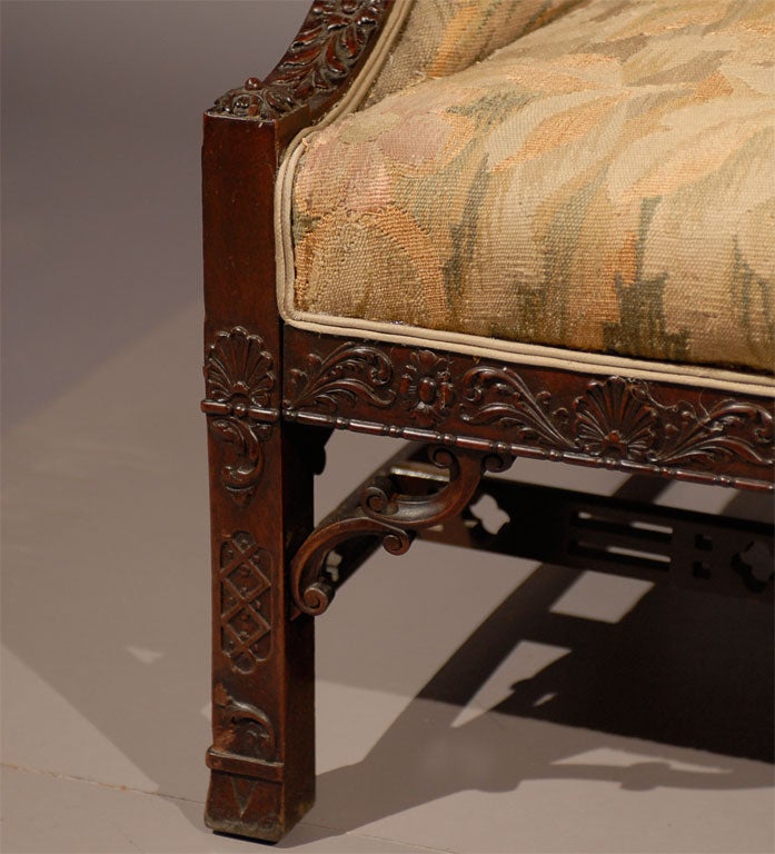 19th Century Chippendale Style Mahogany Camelback Sofa ca. 1890