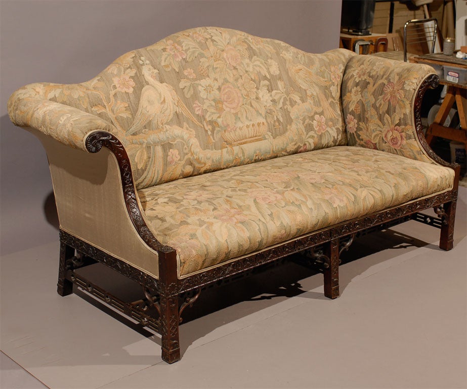 Chippendale Style Mahogany Camelback Sofa ca. 1890 6