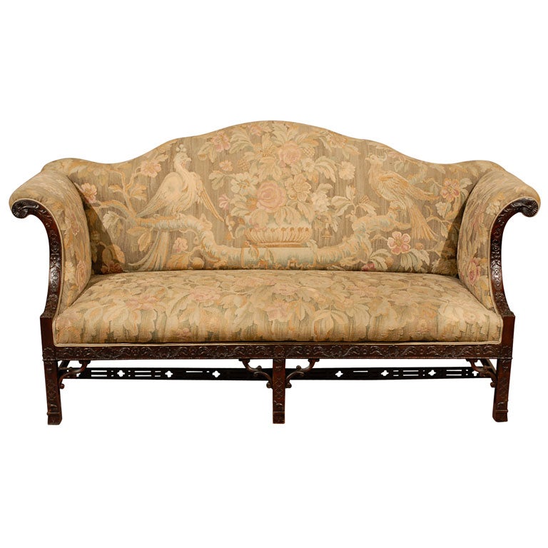 Chippendale Style Mahogany Camelback Sofa ca. 1890