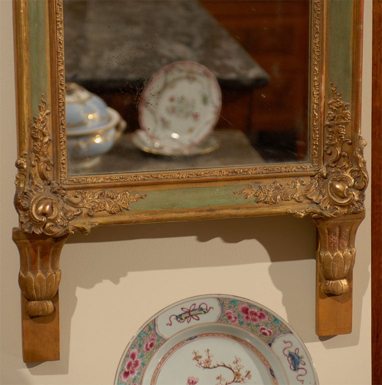 French Early 19th Century Restoration Painted and Parcel Gilt Mirror, France ca. 1830