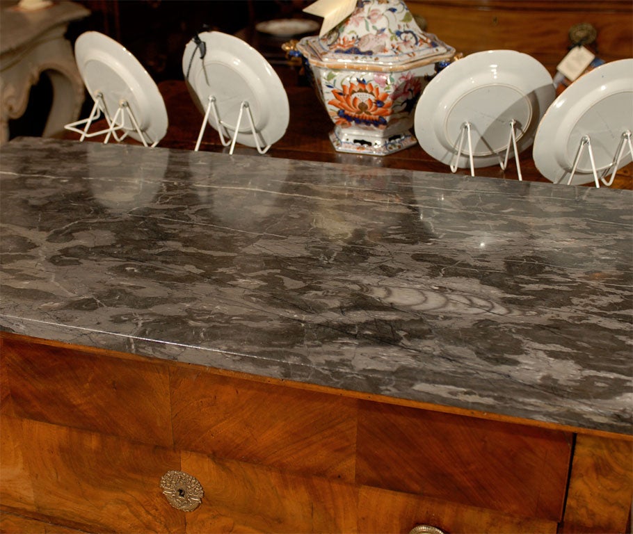 Empire Period Walnut Commode with Grey Marble Top, circa 1820 2