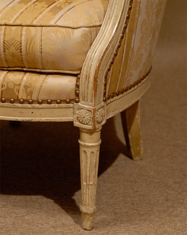 French Louis XVI Period Bergere in Painted Finish, France ca. 1790