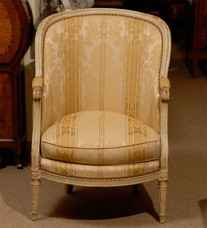 Louis XVI Period Bergere in Painted Finish, France ca. 1790 2