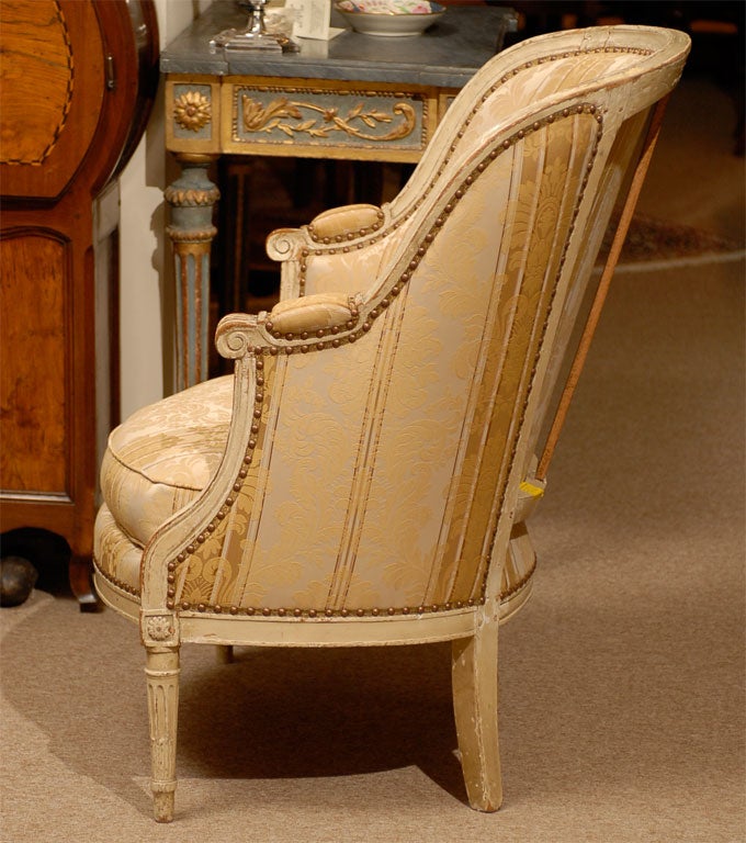Louis XVI Period Bergere in Painted Finish, France ca. 1790 3