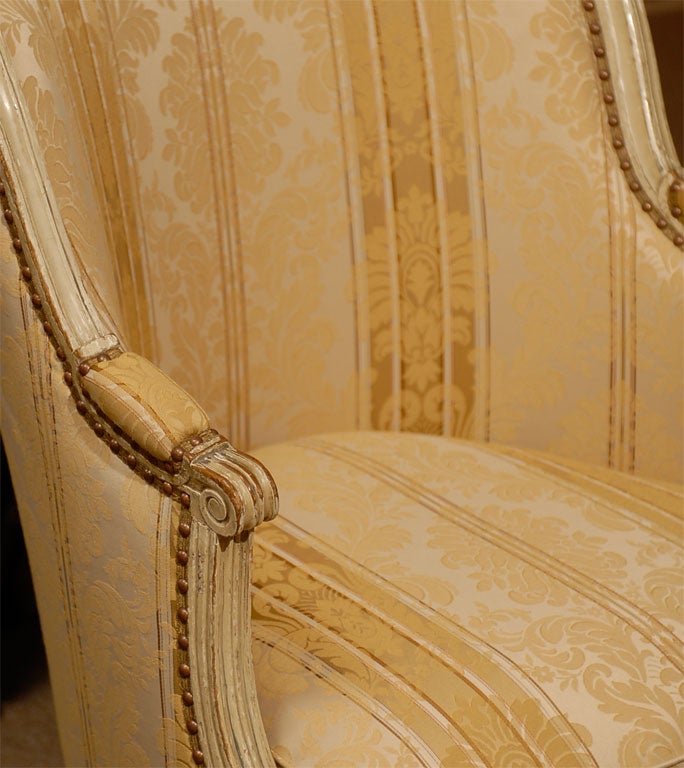 Louis XVI Period Bergere in Painted Finish, France ca. 1790 6