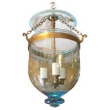 2 beautiful acqua Antique glass belljars with glass knobs