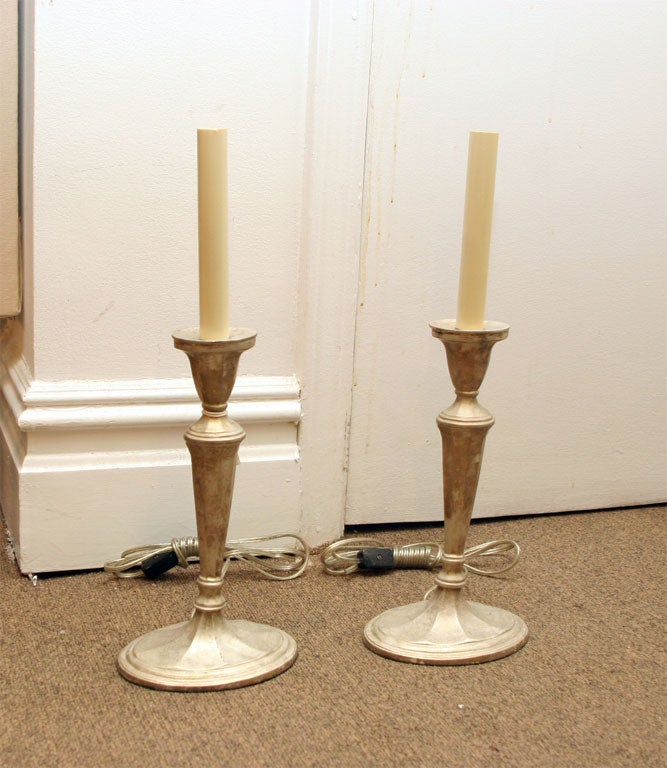 French candlesticks, silverplated