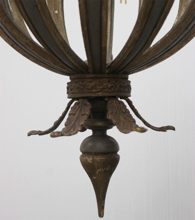 Impressive Carved Wood Chandelier In Good Condition For Sale In Mt. Kisco, NY