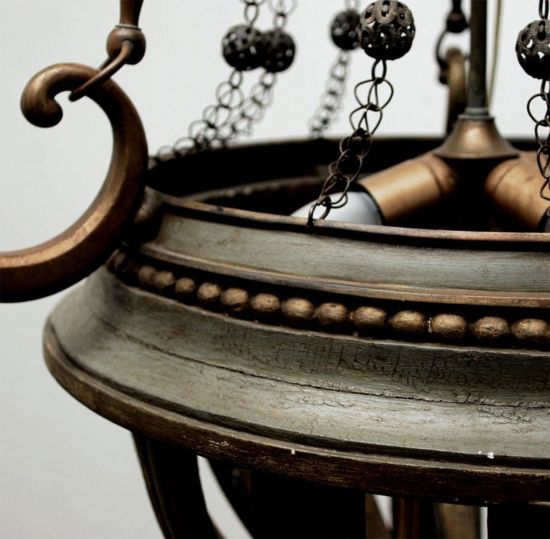 Impressive Carved Wood Chandelier For Sale 3