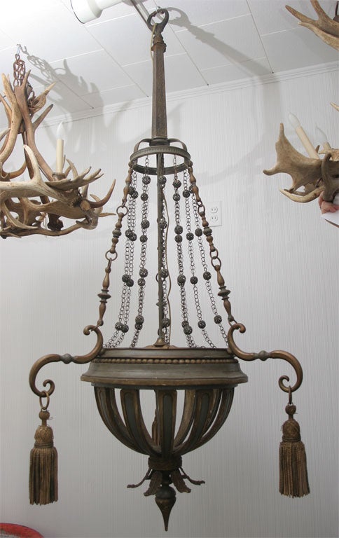 Impressive Carved Wood Chandelier For Sale 5