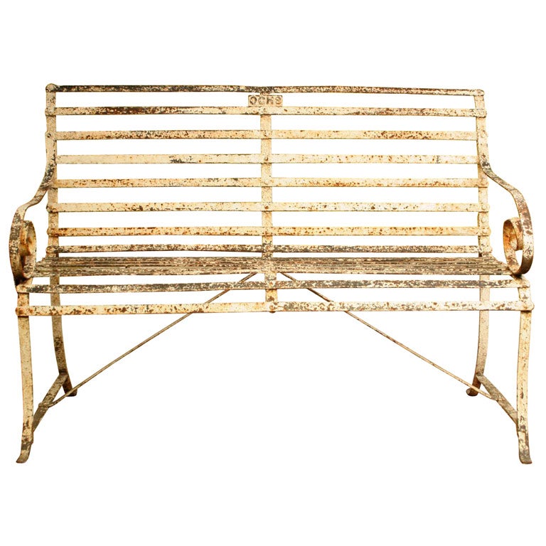 Classic Wrought Iron Garden Bench For Sale at 1stdibs