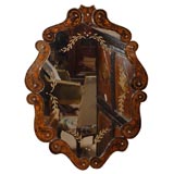 Italian Murano etched glass octagonal mirror