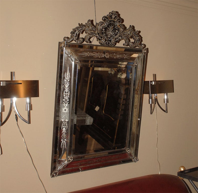 Venetian etched glass mirror