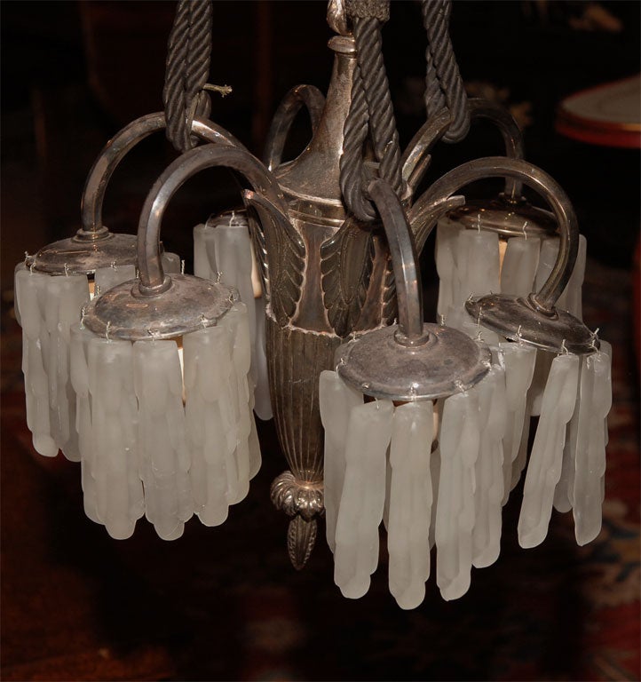 Mid-20th Century A Pair of French Art Deco Chandeliers by Simonet Freres For Sale