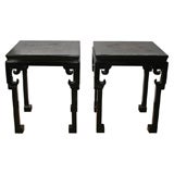 Fine Pair of Custom Made Chinoiserie Black Lacquer Low Tables