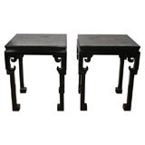 Fine Pair of Custom Made Chinoiserie Black Lacquer Low Tables