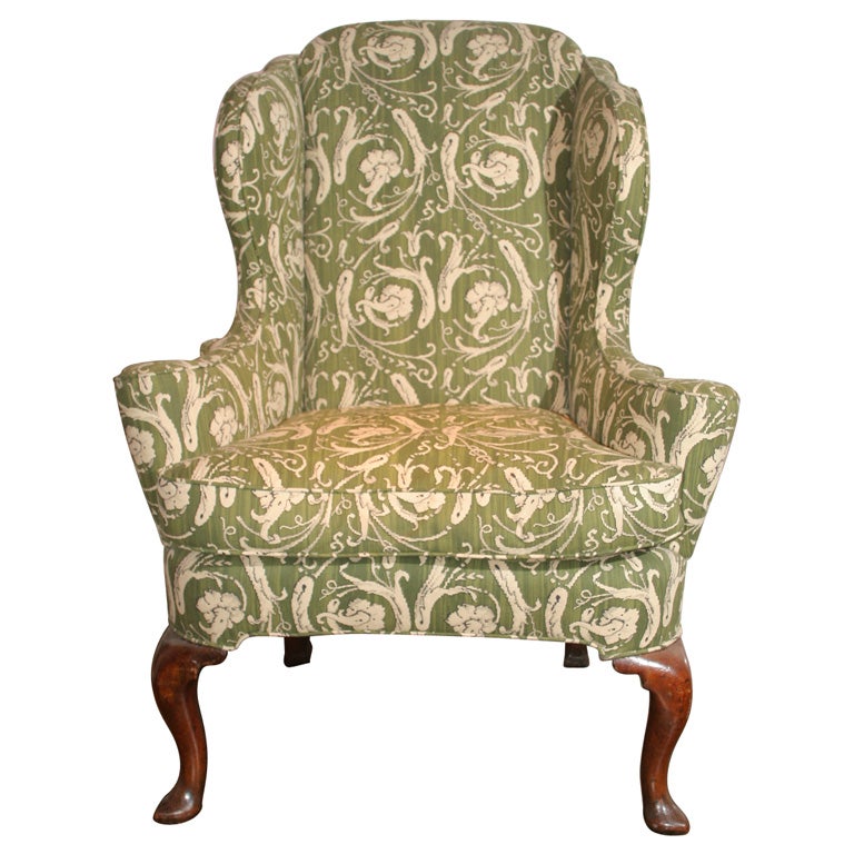 Queen Anne Carved Walnut Wing Chair. English, circa 1710 For Sale