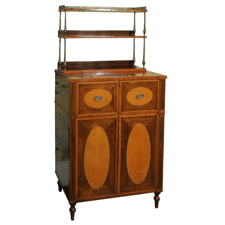 Sheraton Rosewood and Satinwood Secretaire Cabinet. English, Circa 1795 For Sale