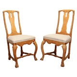 Antique Pair of  Carved Wood Side Chairs