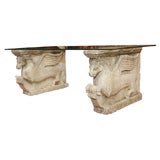 Antique Stone Sphinx Coffee Table