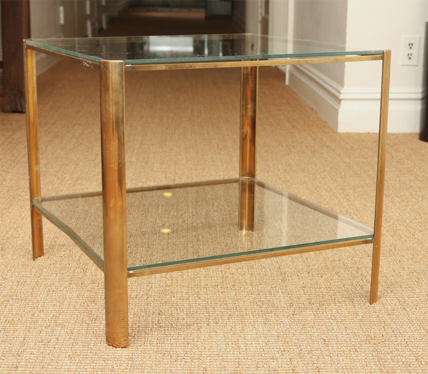 20th Century French Brass and Glass Side Table