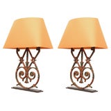 Pair of 19th Century French Iron Architectural Elements as Lamps