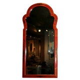 A Red Lacquer Chinoiserie Decorated Queen Anne Style Mirror