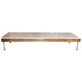 A Knoll Style Chrome and White Carrara Marble Topped Table A Knoll Style Chrome and White Carrara Marble Topped Table