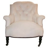 A Small Button Tufted  Napoleon III Slipper Chair