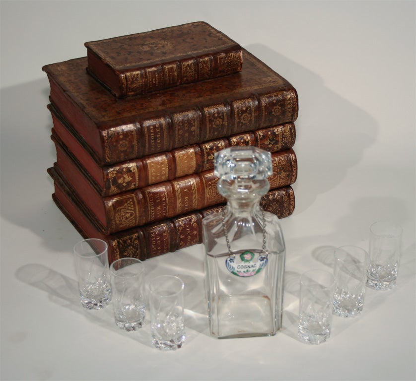 An Early 20th Century Faux Book Box with Interior Bar Set 1