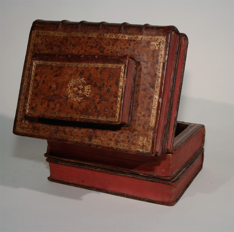 An Early 20th Century Faux Book Box with Interior Bar Set 5