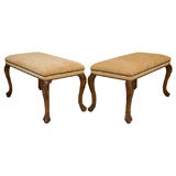 Antique A Pair of Italian Carved Walnut Benches