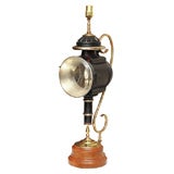 Vintage Table Lamp With 19th Century English Coach Lamp Form