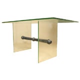 Beveled green glass desk