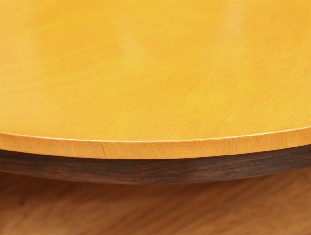 Mid-20th Century Circular blonde wood coffee table by Dunbar