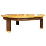 Circular blonde wood coffee table by Dunbar